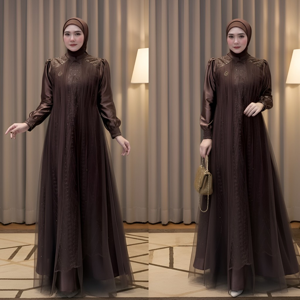 Gamis Pesta Elegan Hijau Botol Maxi Dress Velvet Mix Brukat plus Tile Syari Baju Kondangan Terbaru