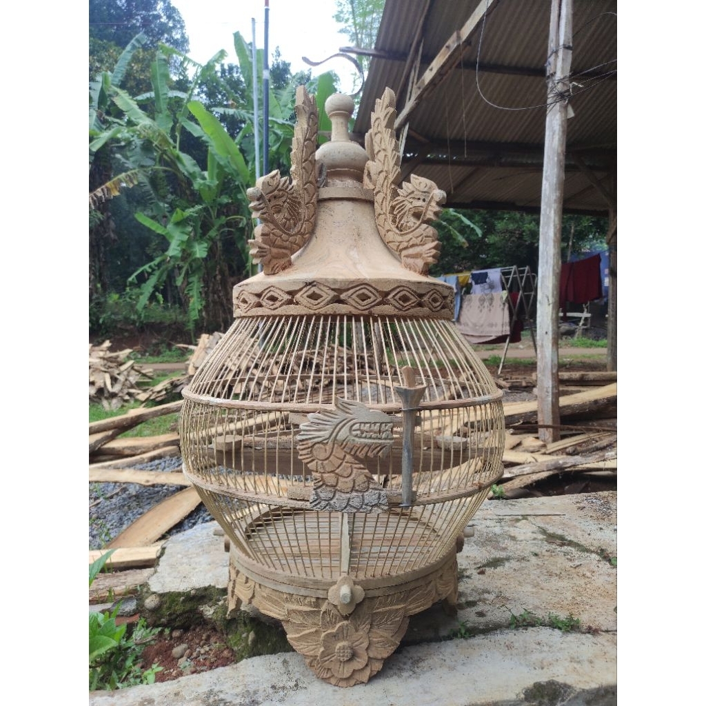 sangkar ukir jumbo burung perkutut motif naga