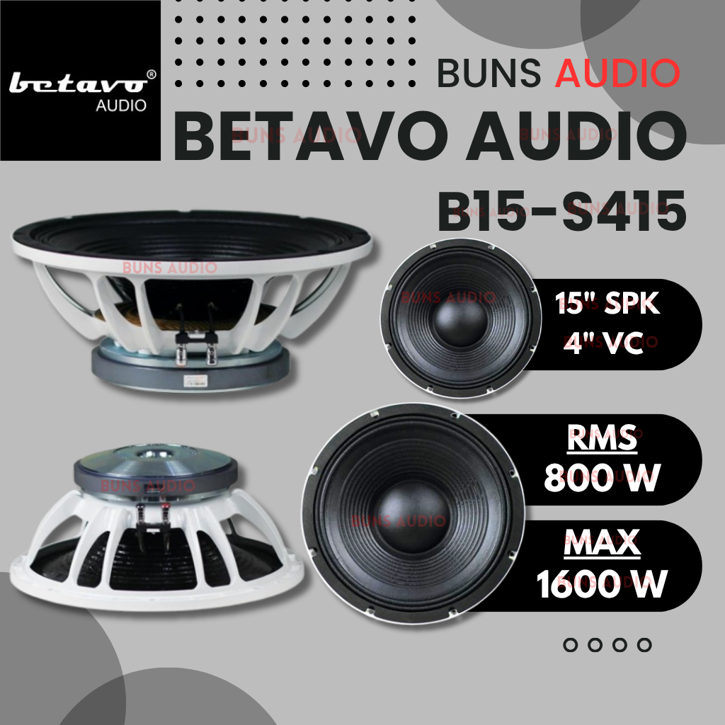 Betavo Audio B15-S415 15 Inch Speaker + 4 Inch Voice Coil -- 1600 Watts Max Power