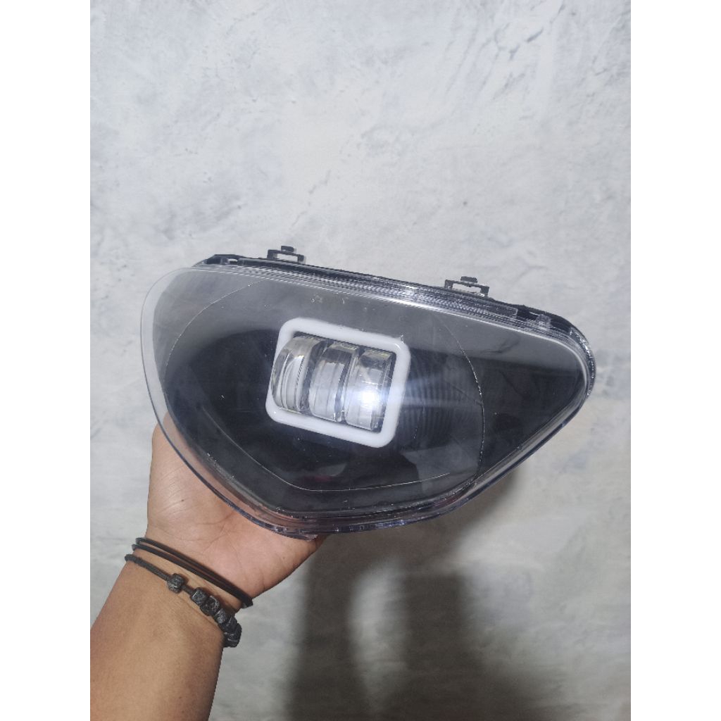 Reflektor Batok Kepala Lampu Depan Mio Sporty Lama Model Standar Custom Lampu Tembak LED Lensa 3 Mat