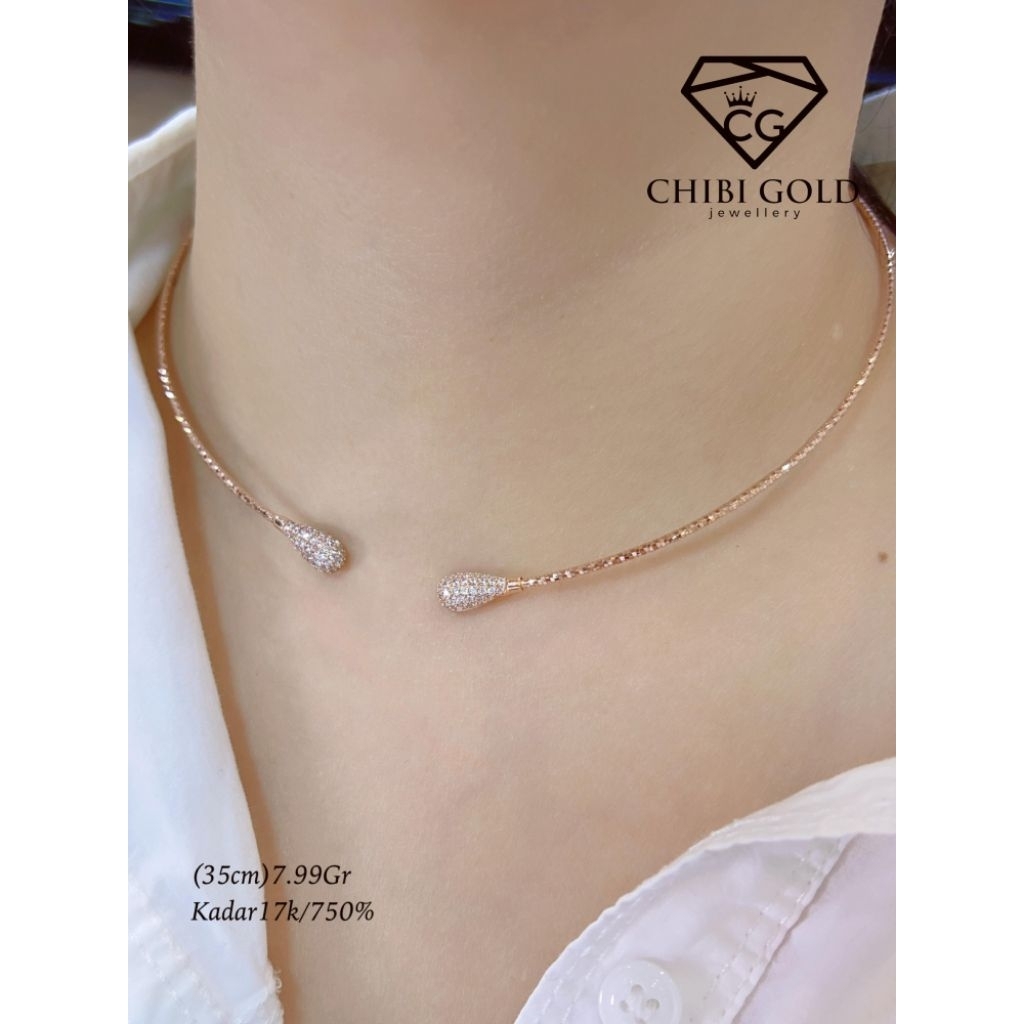 CHIBI LOKASARI - Kalung Choker Tinju Emas 750 kadar 17k Kalung Coker Tinju