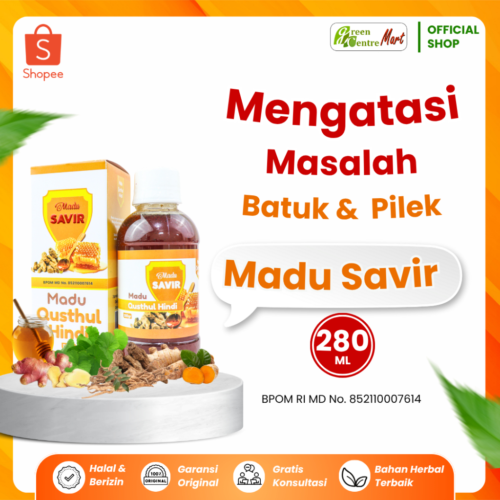 MADU SAVIR HERBAL UNTUK BATUK PILEK 280 GR - GURAH ASMA - OBAT BATUK , DEMAM ANAK & DEWASA