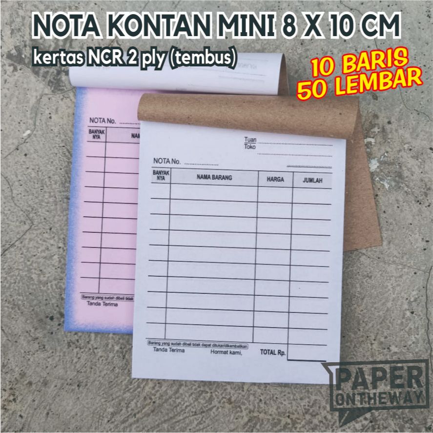 Nota Kosongan NCR Kecil Mini Rangkap 2 Ply Toko Usaha Tembusan Warung Grosir Sembako Tembus Polos Ko