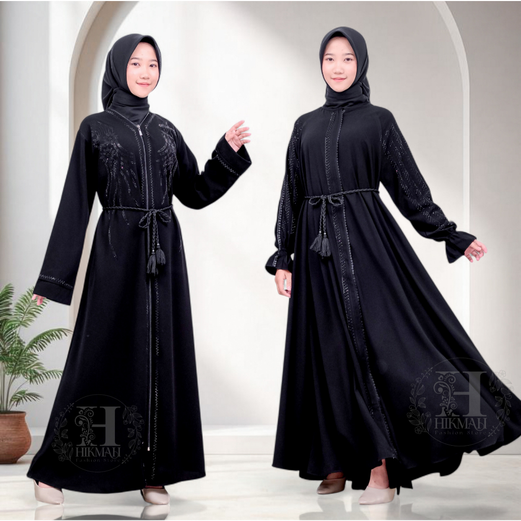 Gamis Abaya Remaja 15–20 Tahun Premium Elegan Adem Set Hijab Pashmina Muslimah
