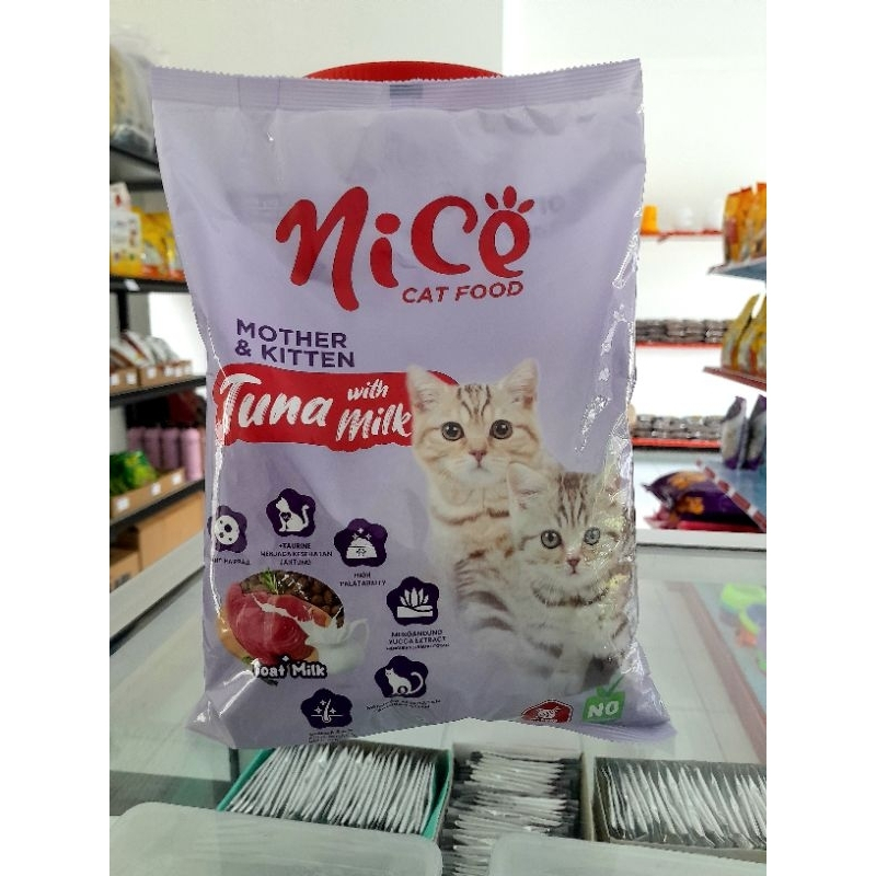Nice Cat Food Mother Kitten Long hair 500 GR - Makanan Ibu dan Anak Kucing - Makanan Kucing Bulu Pan