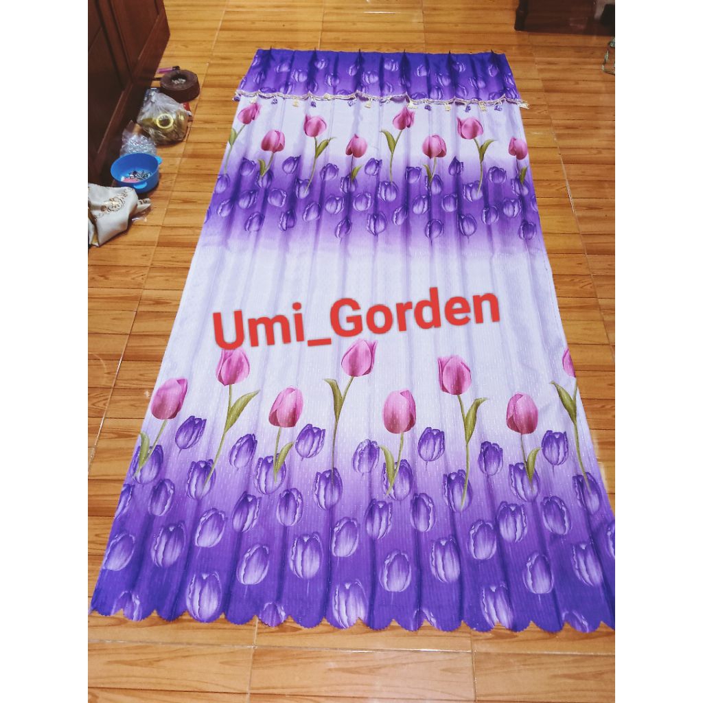 Gorden Plisket Bunga Tulip Motif Reel Pick