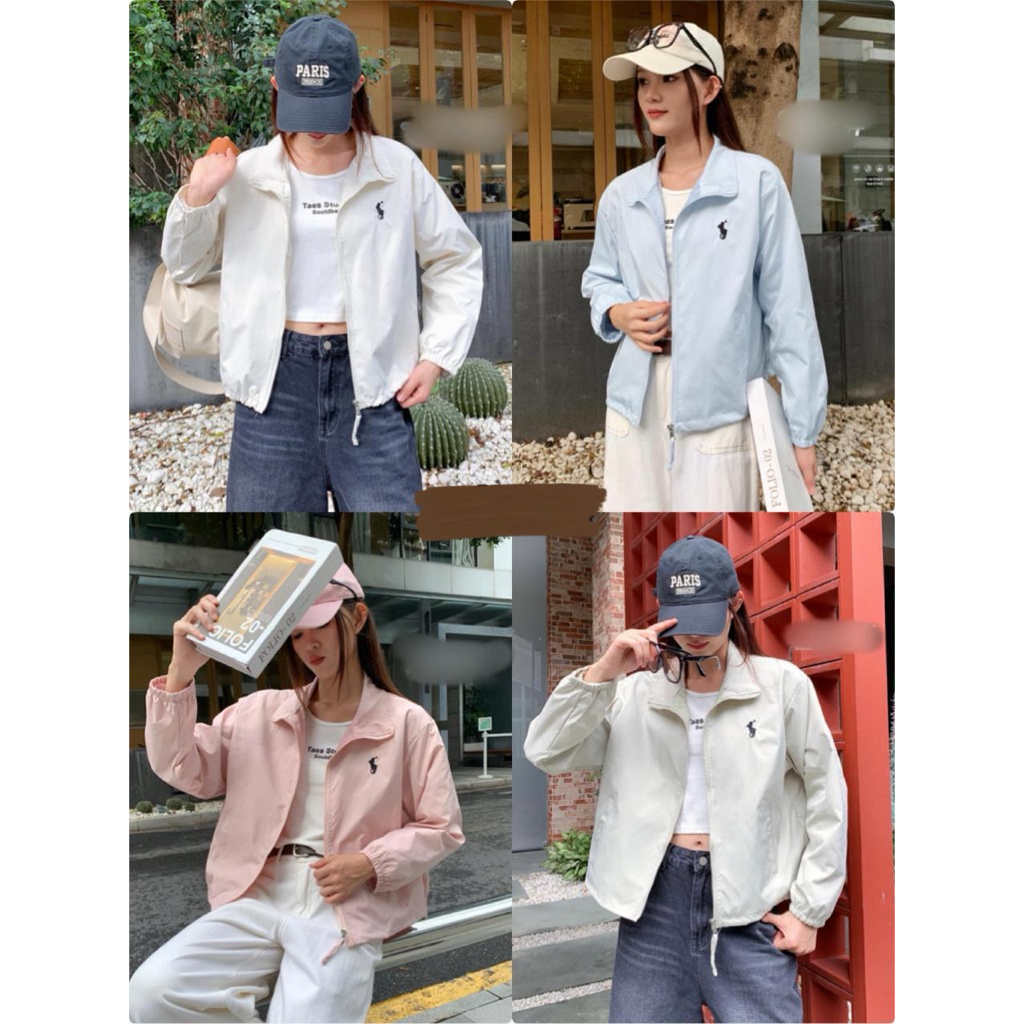 JAKET WANITA MOTIF POL0 BAHAN PARASUT IMPORT
