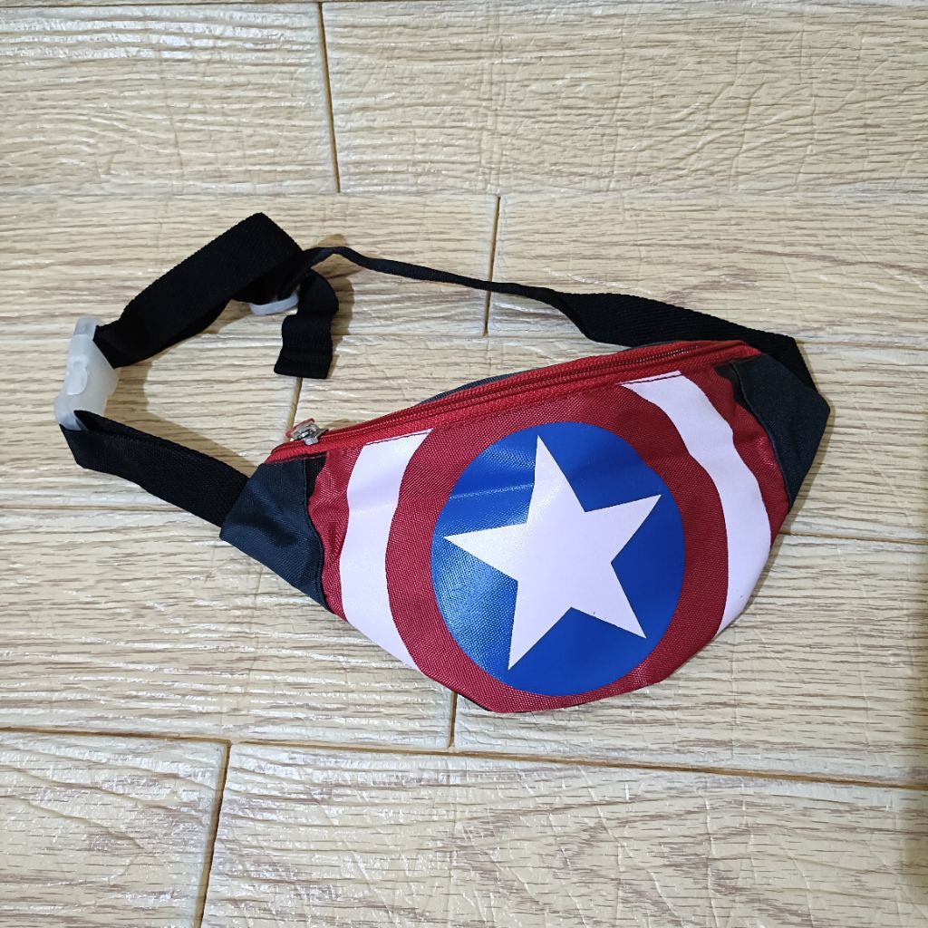 Tas selempang anak laki-laki waistbag waist bag superhero tas super hero tas kecil tas captain ameri
