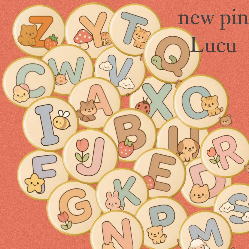 Pin Alfabet A-Z Pin Button Fasion Aksesoris Kekinian Alfabet  Lucu