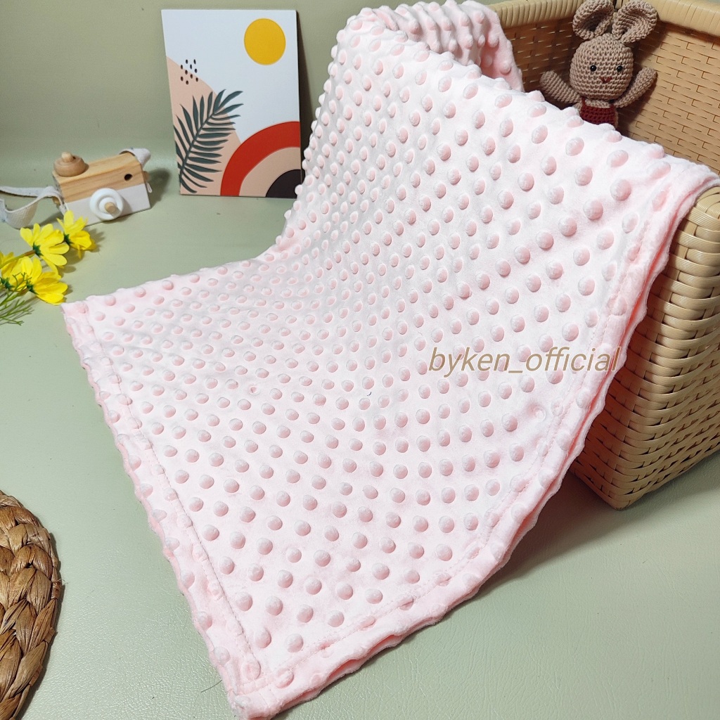 Byken - Selimut Bayi Minky Dots 90x75 Minky Blanket Baby Bedong Bayi Kado Bayi