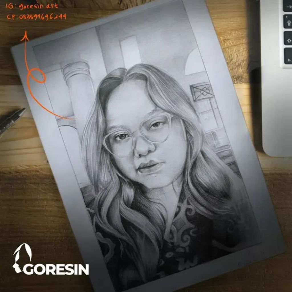 Sketsa Wajah Pensil di Kertas A4 untuk kado ulang tahun/kado wisuda/kado pacar,teman,orang tua dll