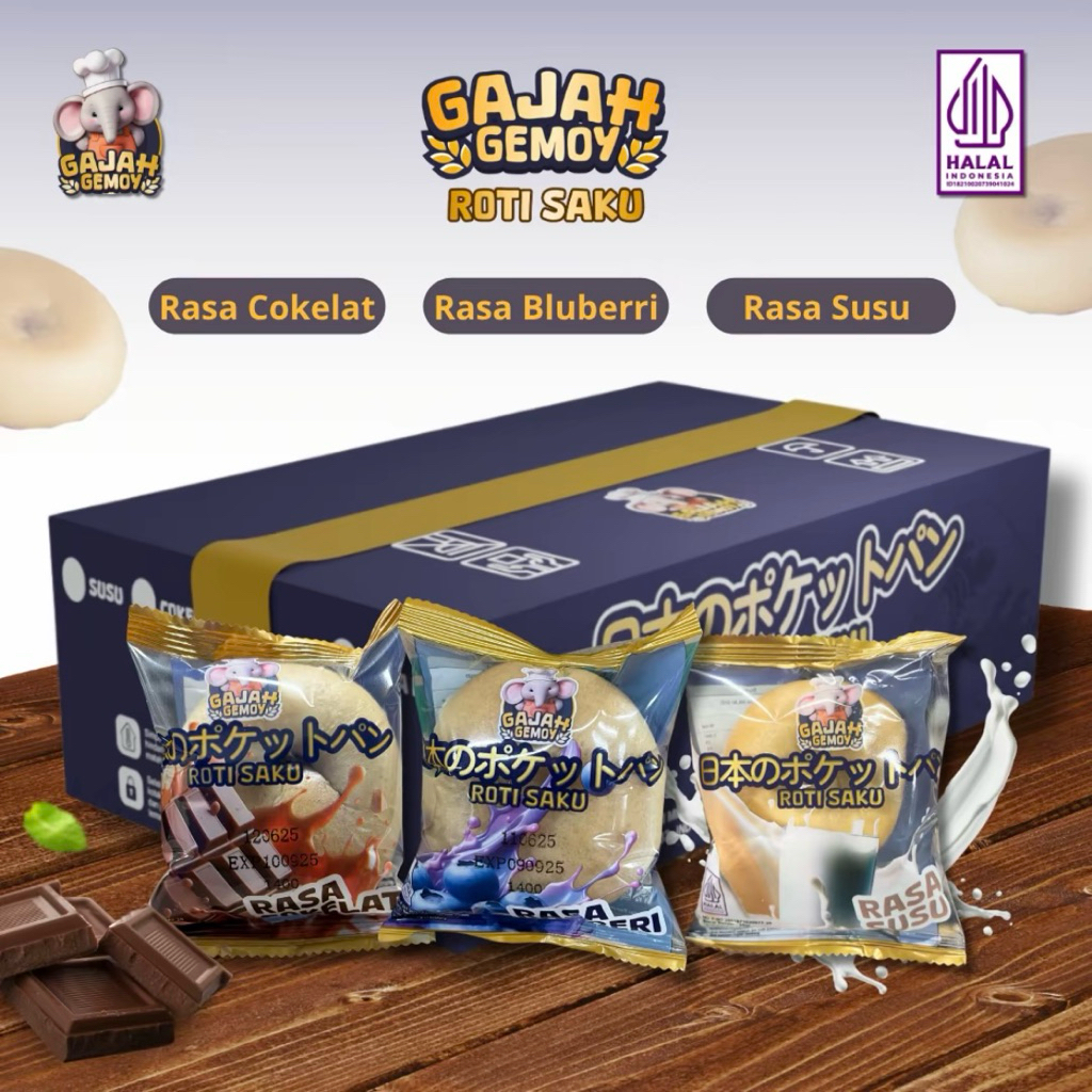 COD HALAL Roti Saku roti rasa coklat/roti susu/roti blueberry/ roti kemasan satuan/ kue yang enak da