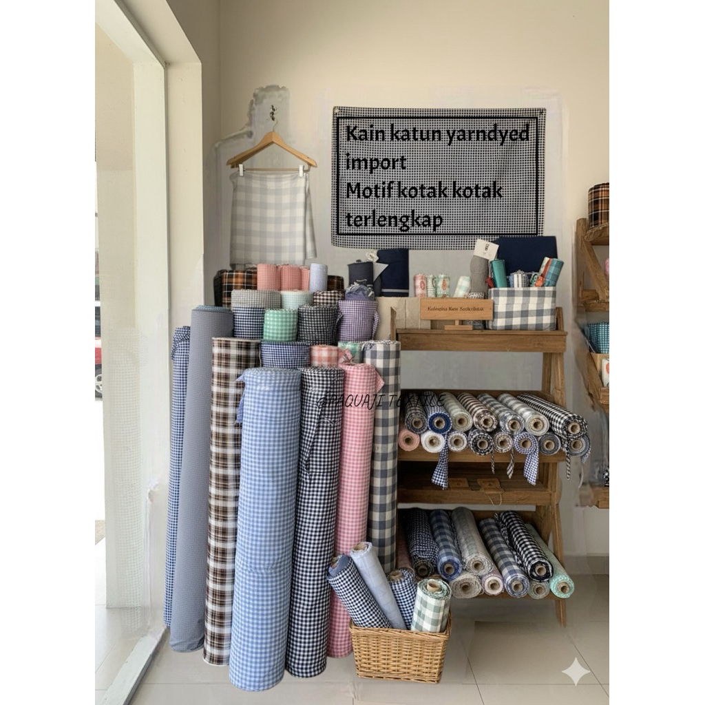 bahan kain katun yarndyed/yarndyed kotak”/ yarndyed stripe/ salur(harga tertera 50cm)