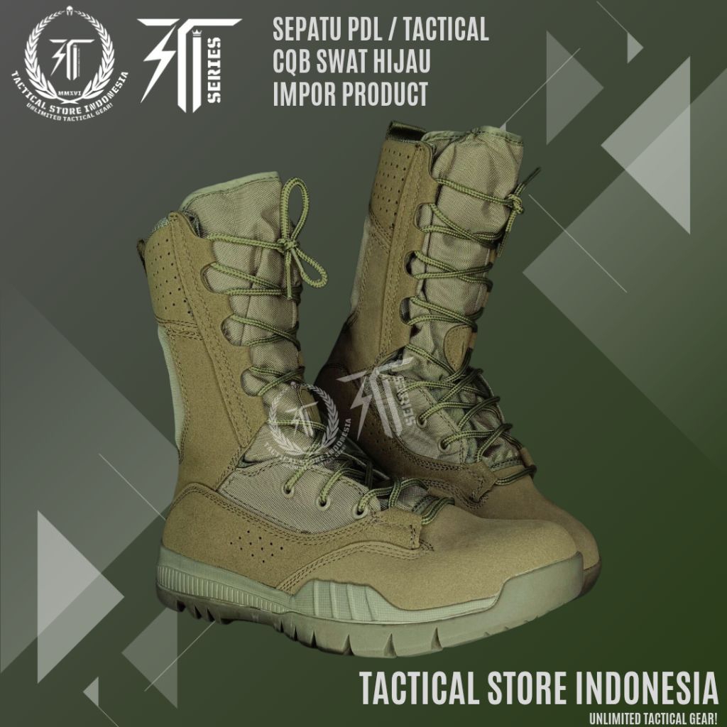 Tactical Store Indonesia - Sepatu CQB Swat Impor Original - Green Army - Sepatu PDL Hijau Brimob / T