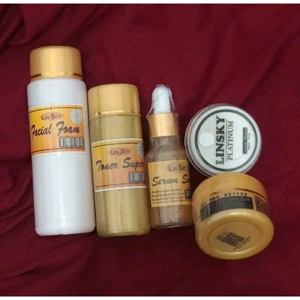 SEPAKET CREAM LINSKY FULL GOLD+PLATINUM - UNTUK MUKA SUSAH PUTIH BPOM