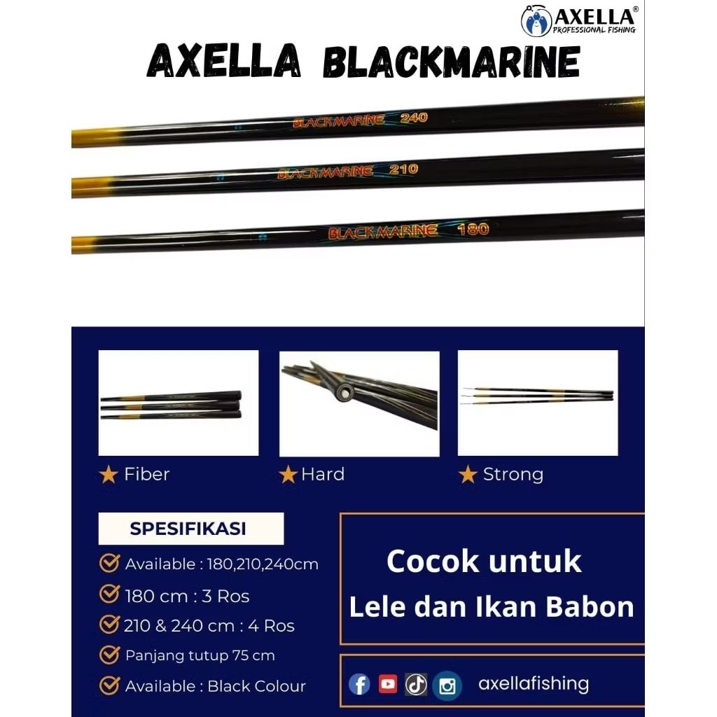 Tegek Axella BlackMarine Kuat Cocok Untuk Ikan Ikan Babon