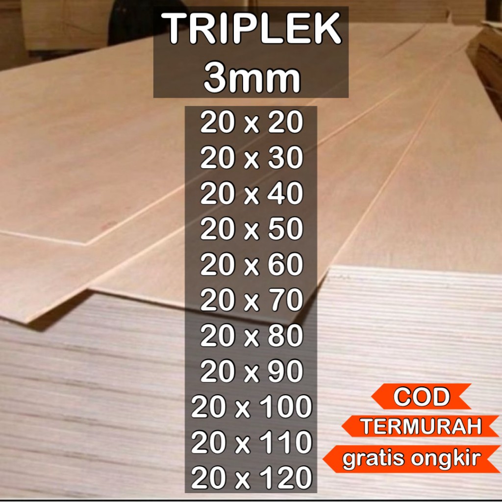COD Triplek custom 3mm plywood multiplek halus 2 sisi lebar 20 cm triplek tebal 3mm ukuran lengkap u