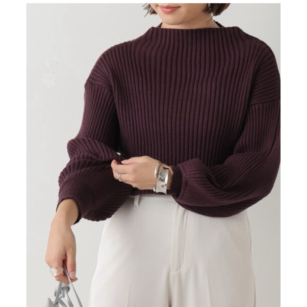 Spray premium inner lidi balon - atasan rajut lidi balon - knit top - rajut lengan balon coklat maho