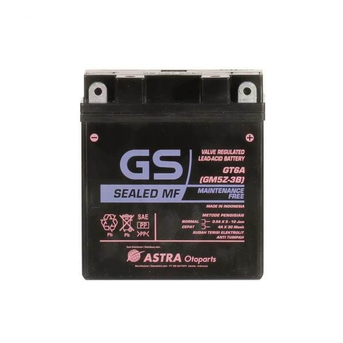 [Asli 100% GS ASTRA GARANSI RESMI] Aki Motor Yamaha Mio Sporty Mio Smile GS ASTRA GT6A (GM5Z-3B) Aki