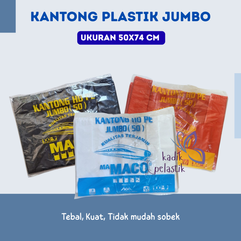 Kantong Plastik Kresek HD Jumbo Ukuran 50 Hitam Merah Putih