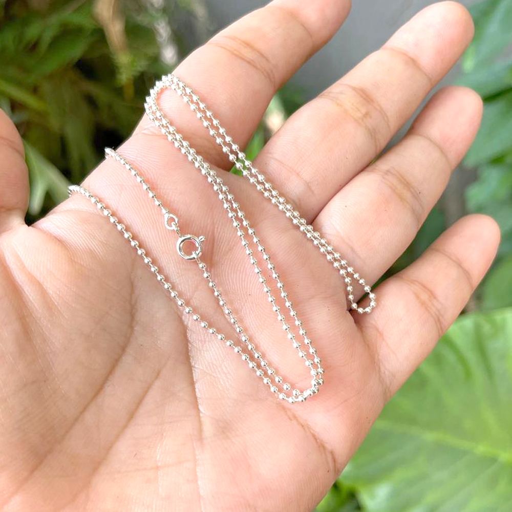 Kalung Necklace Perak Silver Bali 925 Beads Bola Kecil Biji Merica Lada Midi Korea Pria Wanita Custo