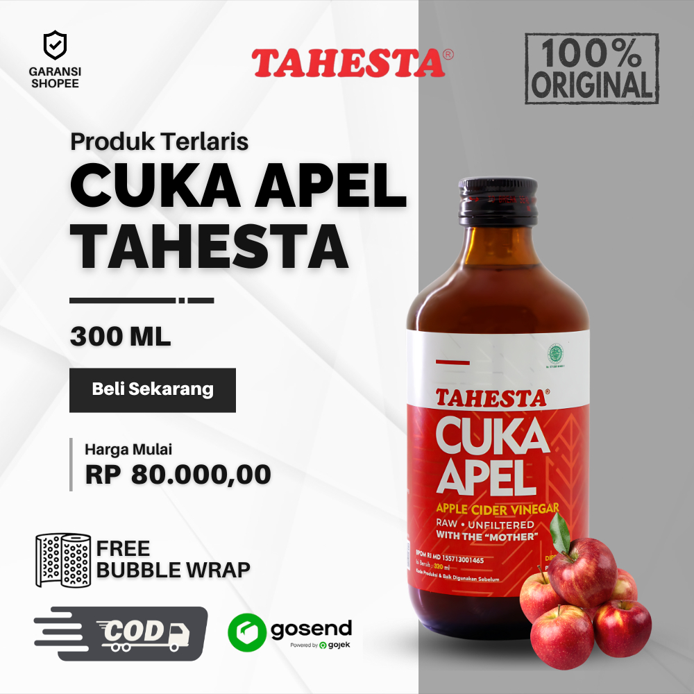 Cuka Apel TAHESTA 300ml - Cuka Apel sari apel - Cider Vinegar cuka buah