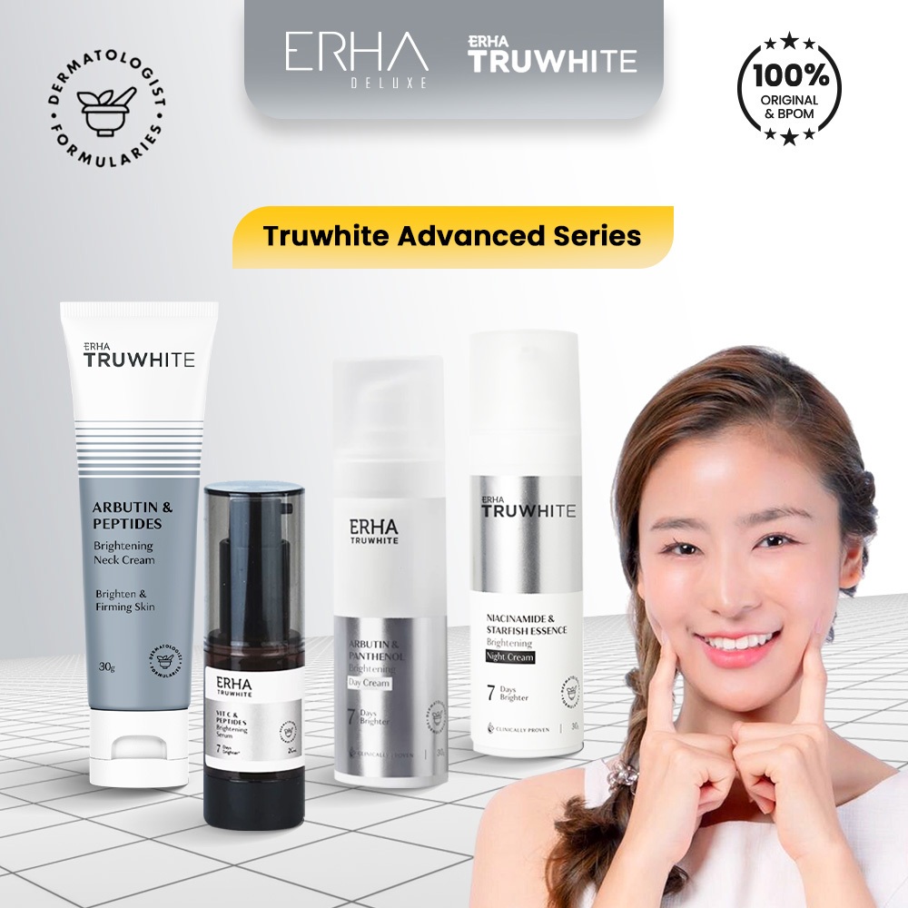 ERHA Truwhite Brightening Serum Vitamin C Day Night Neck Cream - Krim Pencerah Pemutih  Wajah Leher
