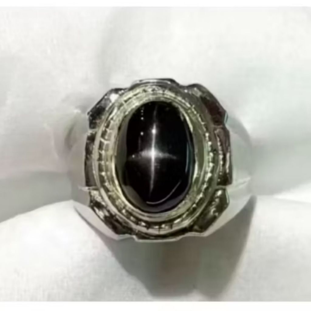 cincin batu black star nilam ring alpaka natural