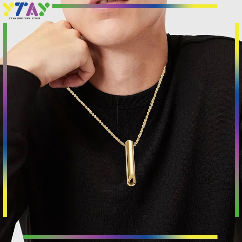 Kalung Peluit Breathlink untuk Berhenti Merokok Terbuat dari Stainless Steel yang Dapat Diatur Alat 