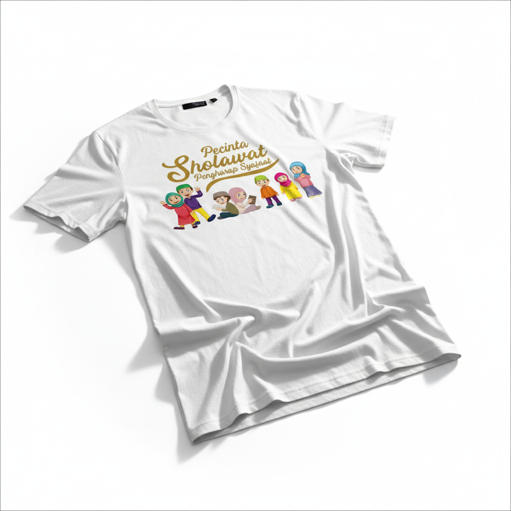 PVJ Baju Kaos Pecinta Sholawat Untuk Laki-laki dan Perempuan Lengan Pendek Custom Nama