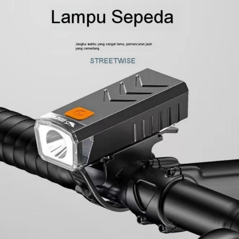 NEW LAMPU SEPEDA LED SUPER TERANG USB Rechargeable Waterproof (D01) - LAMPU SEPEDA BISA JADI SENTER/