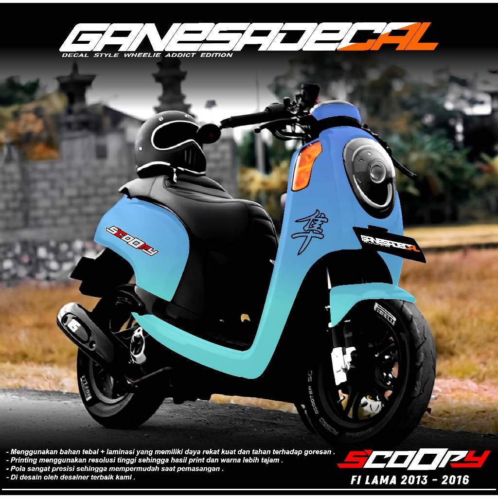 Decal Sticker Scoopy Fi lama 2013 2014 2015 2016 decal scoopy Motif terbaru fullbody Full Blok - Dek