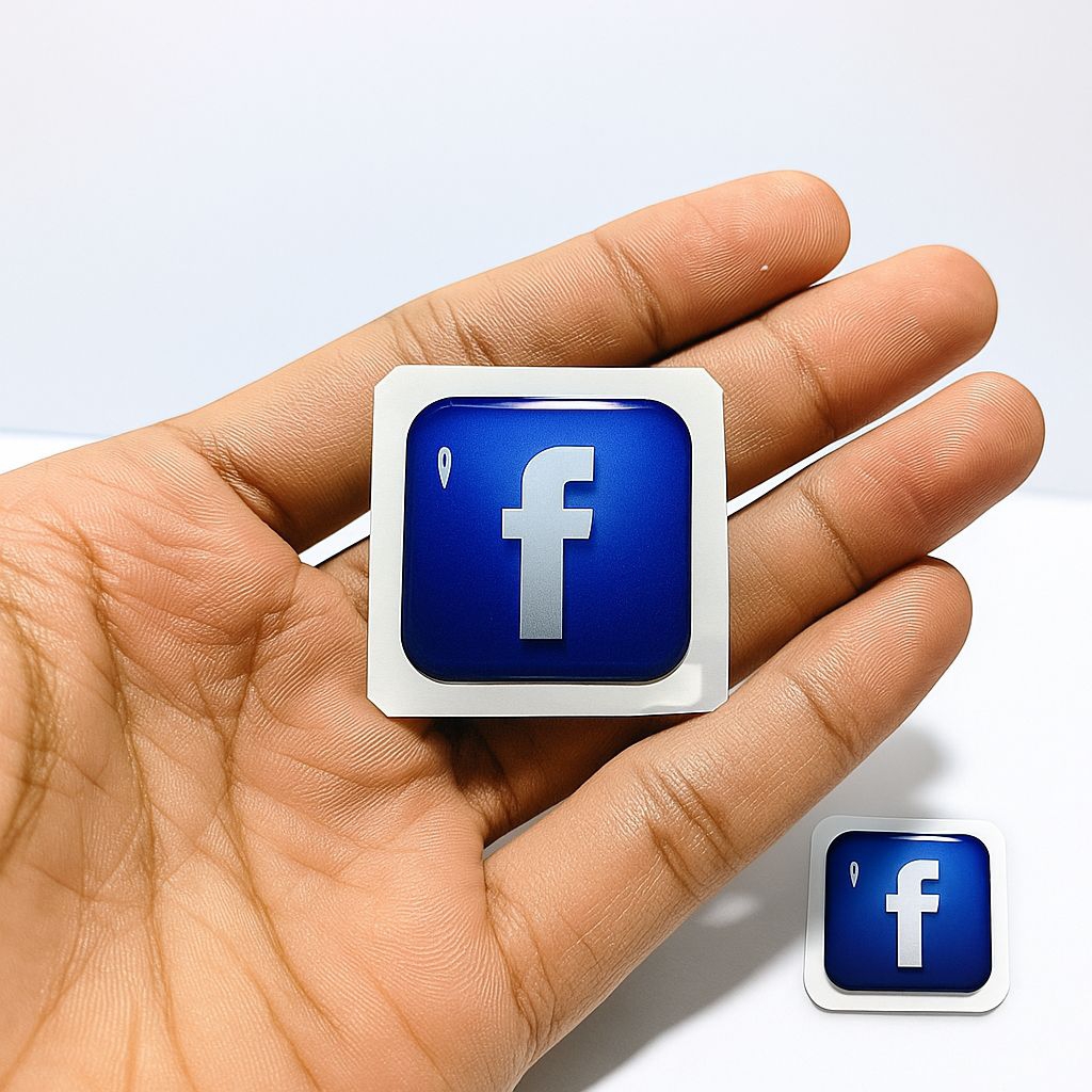 Stiker Timbul Resin Lentur Logo Facebook – Tampilan Elegan, Premium, dan Tahan Lama