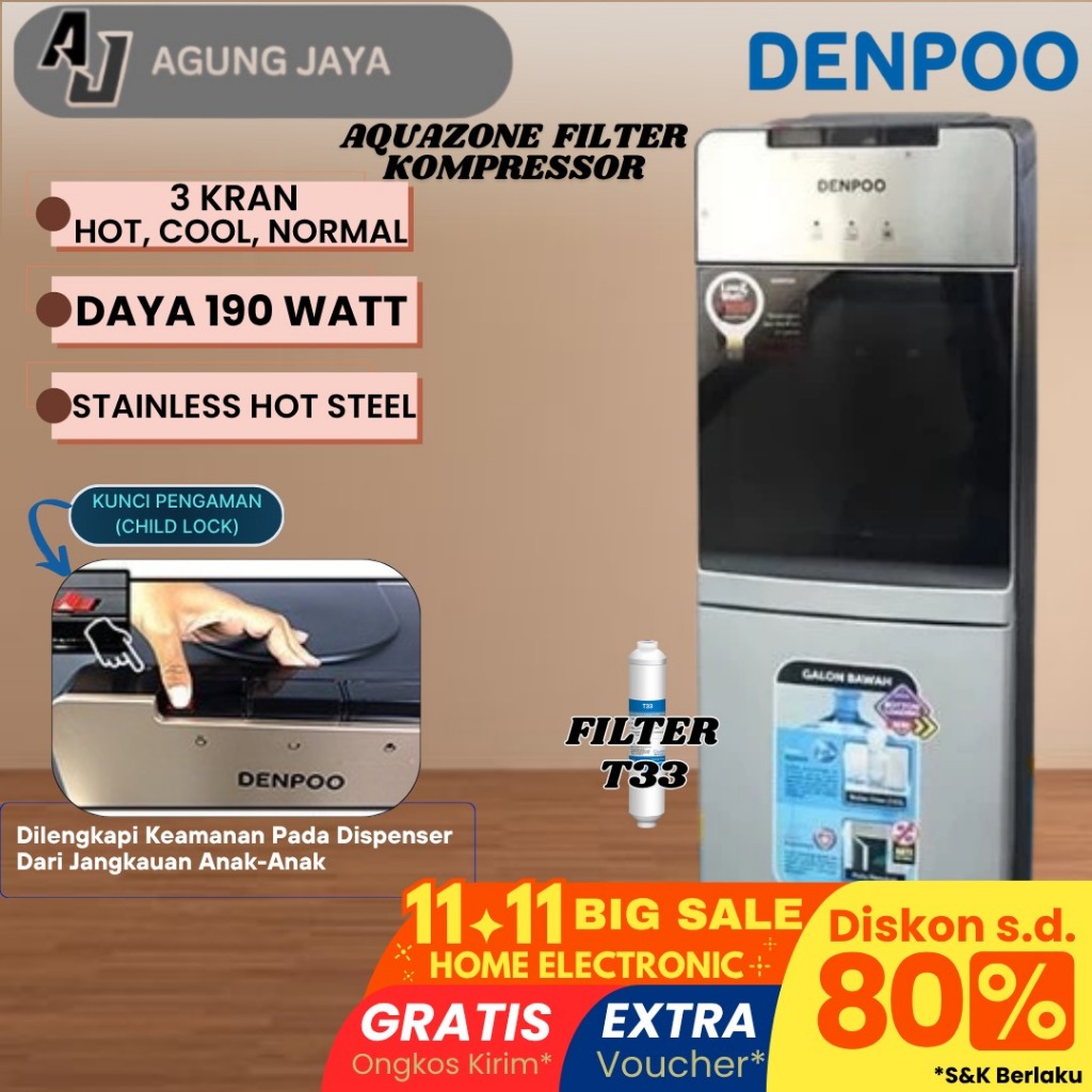 DENPOO DISPENSER AQUAZONE FILTER KOMPRESOR