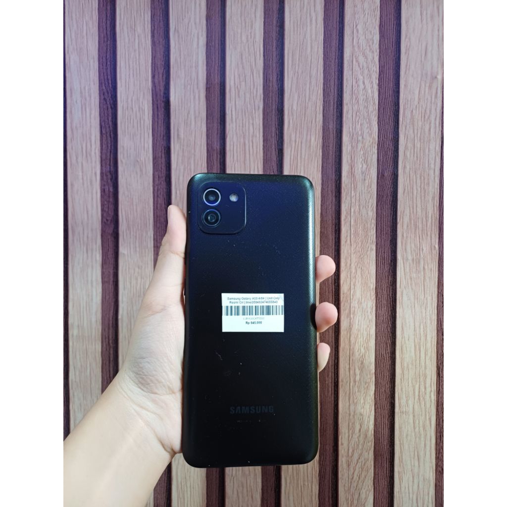 Samsung Galaxy A03 4/64 Unit Batangan Only Resmi Ori Warna Hitam, Second Fungsi Masih Normal
