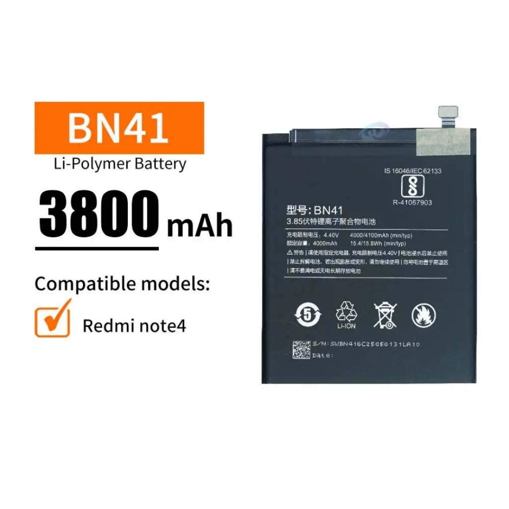 BN41 / Baterai Batre Premium 100% Redmi Note 4 Original - BN41