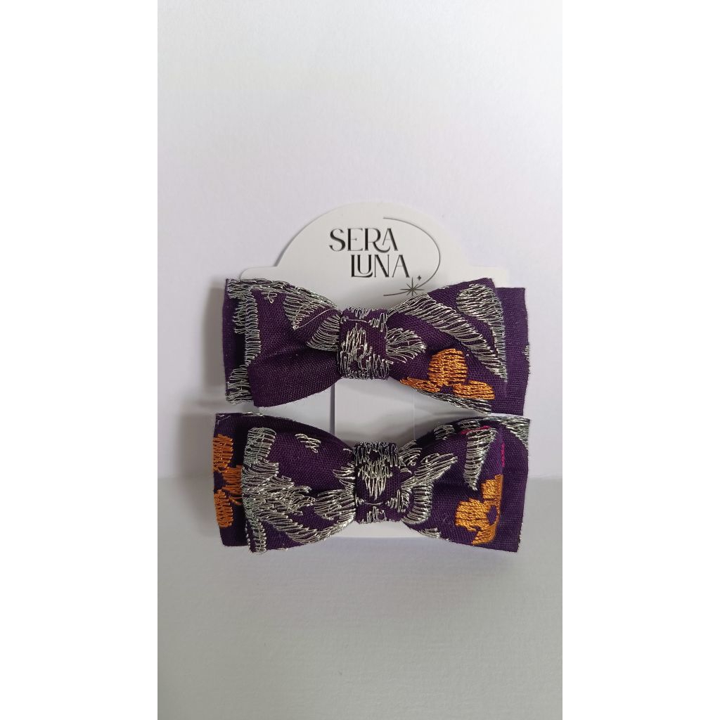 SeraLuna Basic - Jepit Accessories Rambut Etnik dari Kain Songket Bordir premium bentuk pita untuk a