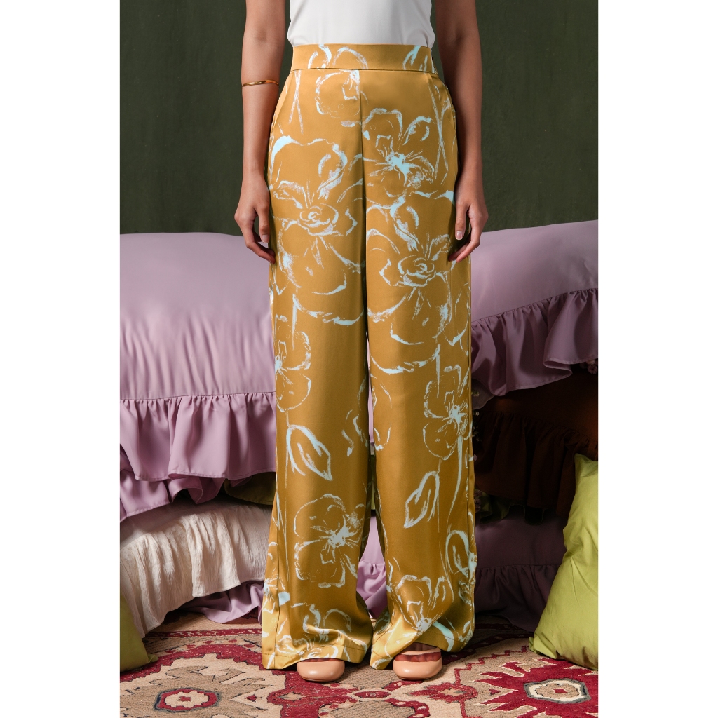 Calla The Label - Fioren Satin Pants - Ochre