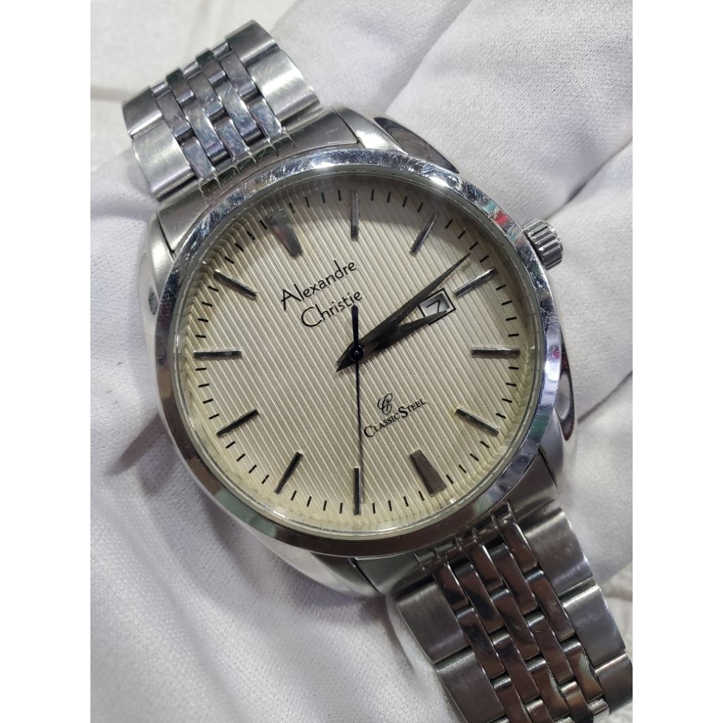 Jam Alexandre Christie 8403MD Linen Dial Original Pria Preloved