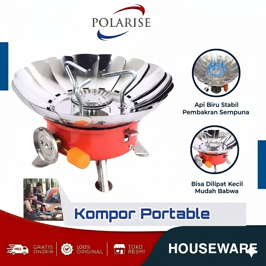Kompor Camping Bentuk Bunga Tahan Angin Kompor Lipat Portable Gas Stove Mini Alat Masak Gunung