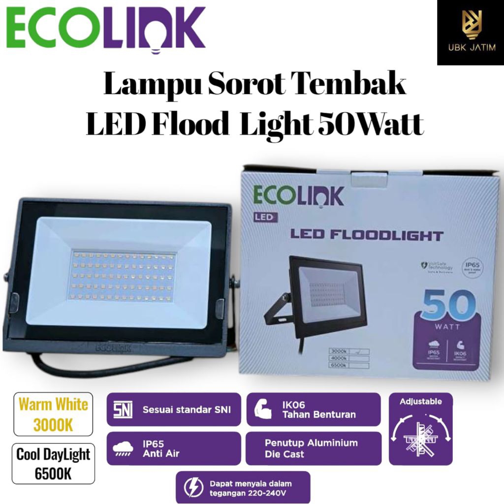 ECOLINK FLOODLIGHT 50WATT LAMPU LED SOROT OUTDOOR 50WATT ECOLINK