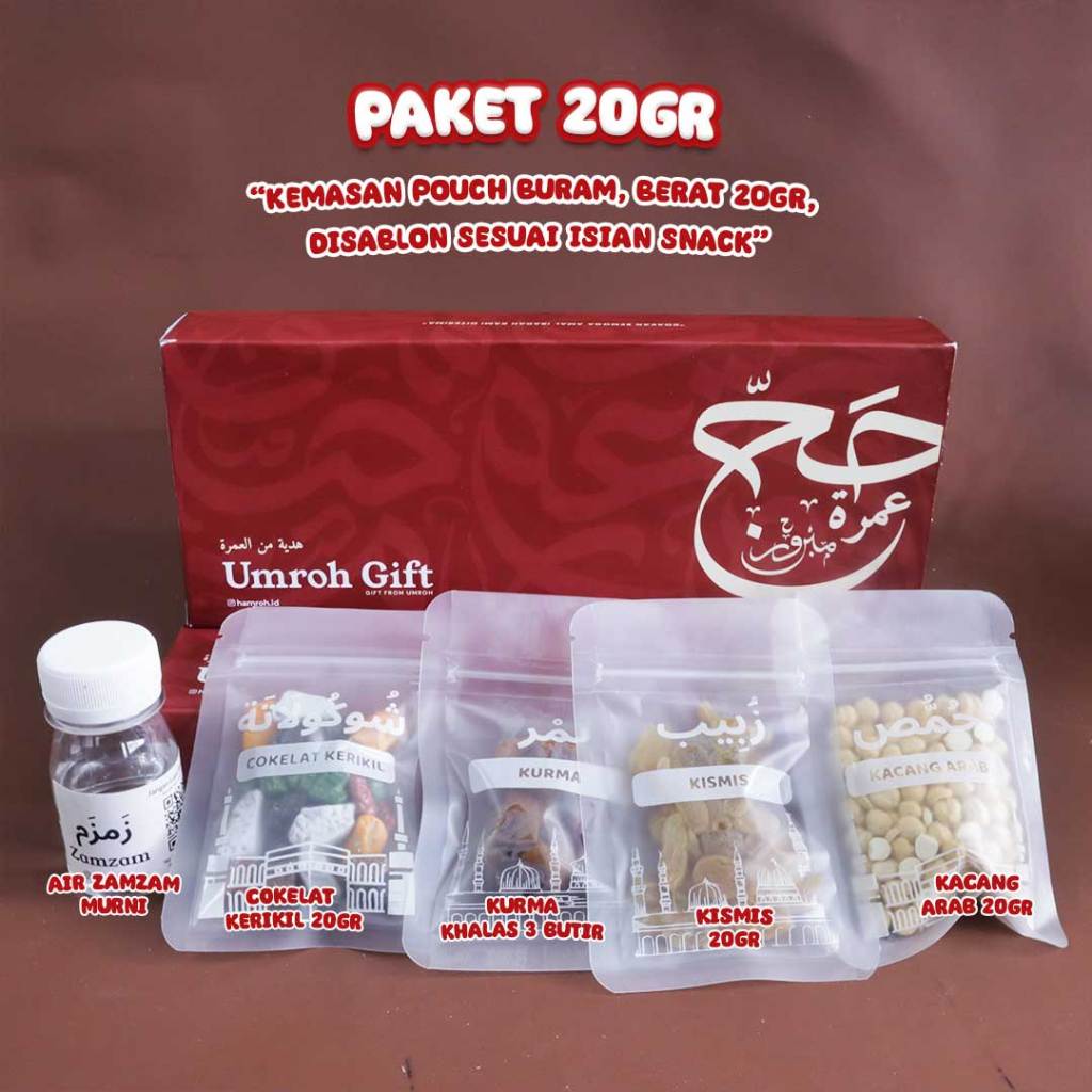 Shafa Box 20gr Paket Umroh Gift Premium Kemasan Pouch Buram Berat 20gr Disablon Sesuai Istan Snack