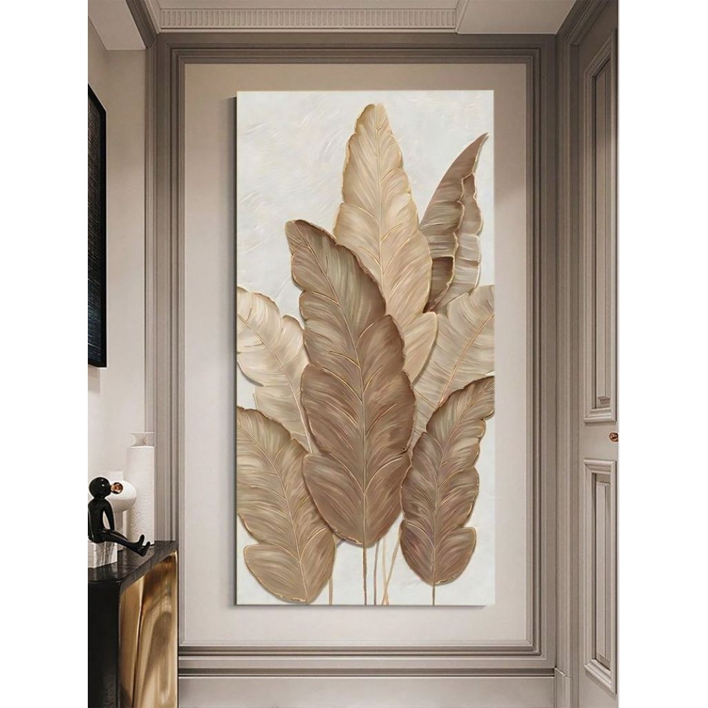 Lukisan Dinding Daun Kering Pisang  Harizontal  Tekstur Timbul Tebal Modern Art Aesthetic