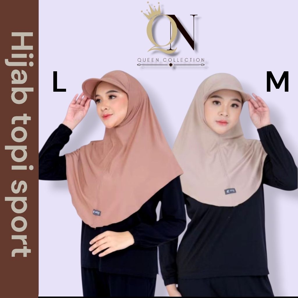 QN-kerudung topi sporty  hijab wanita keren (L-size) HIJAB/JILBAB topi olahraga sport-hitam