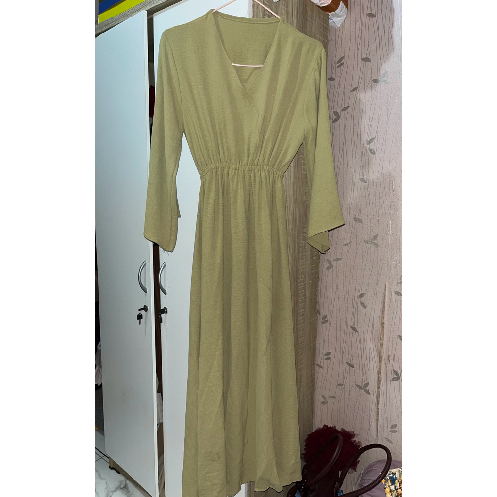 dress/ abaya green sage