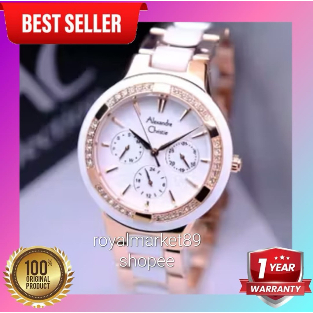 [PILIHAN WARNA GESER FOTONYA] ORIGINAL JAM TANGAN WANITA ALEXANDRE CHRISTIE ANALOG CERAMIC CEWEK ALE