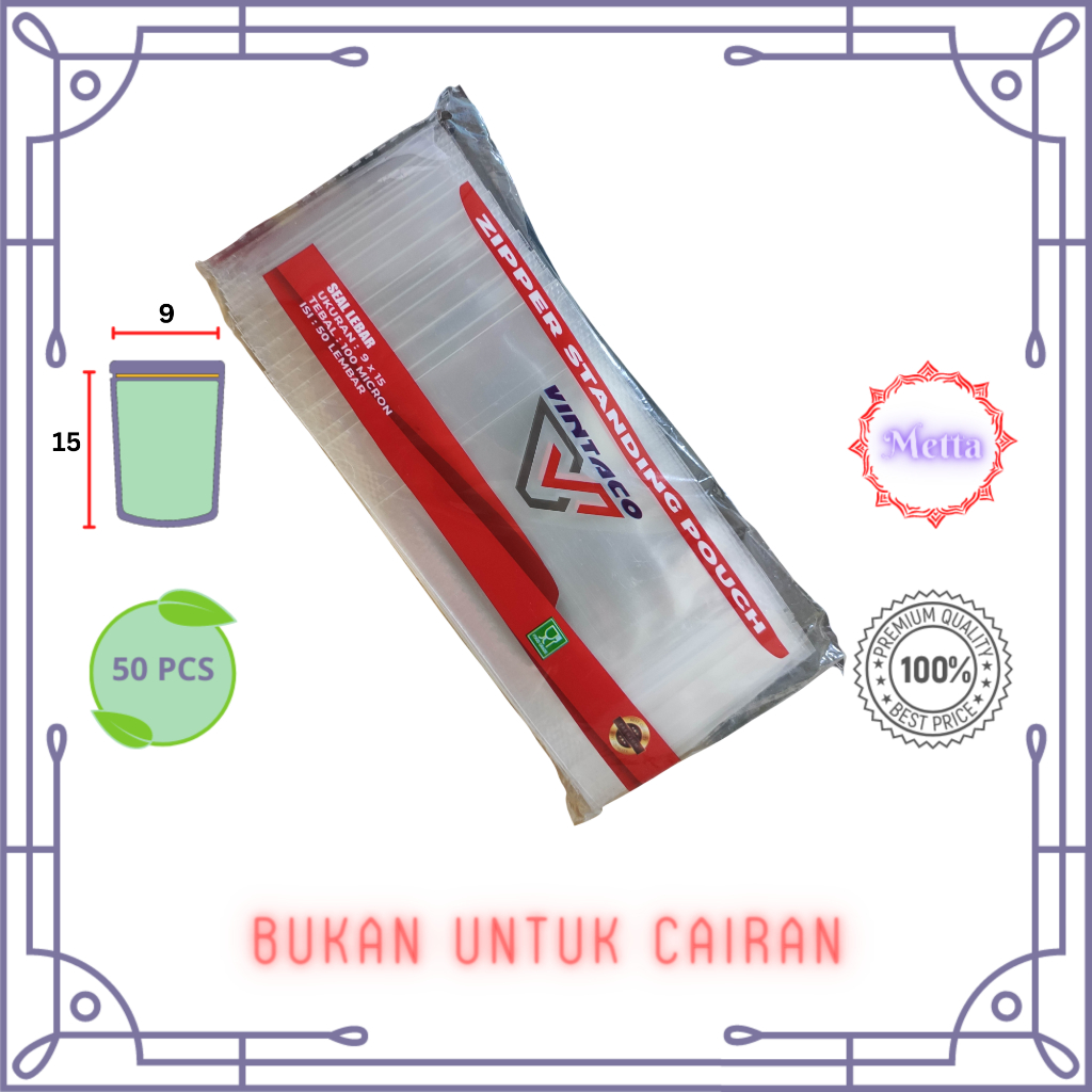 STANDING POUCH - 9 x 15 PLASTIK PP KLIP PREMIUM | KEMASAN MAKANAN
