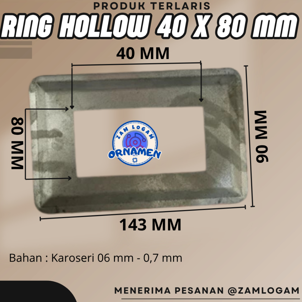 Ring Tapak Hollow Besar Plat Besi Minimalis || Ring Tapak Hollow 40x80mm Besi Tebal Minimalis