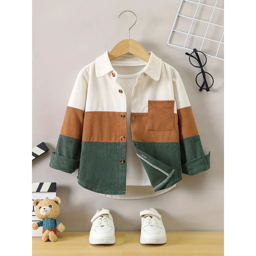 KEMEJA ANAK CORDUROY MIX 3 WARNA KOREAN STYLE USIA 1-12 TAHUN UNISEX