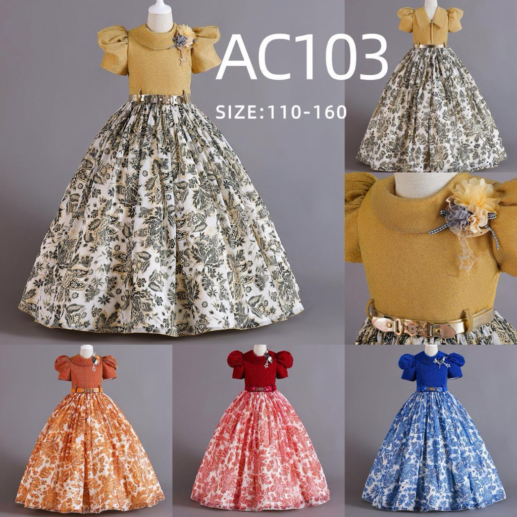 GAUN PESTA ANAK MEWAH DAN ELEGAN /GAUN NATAL TERACOTA 4-12TH